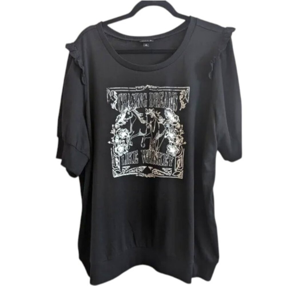 TORRID Short Sleeve Chasing Dreams Like Whiskey Sweatshirt NWOT